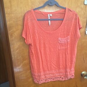 Women's Coral Lace Trim Top